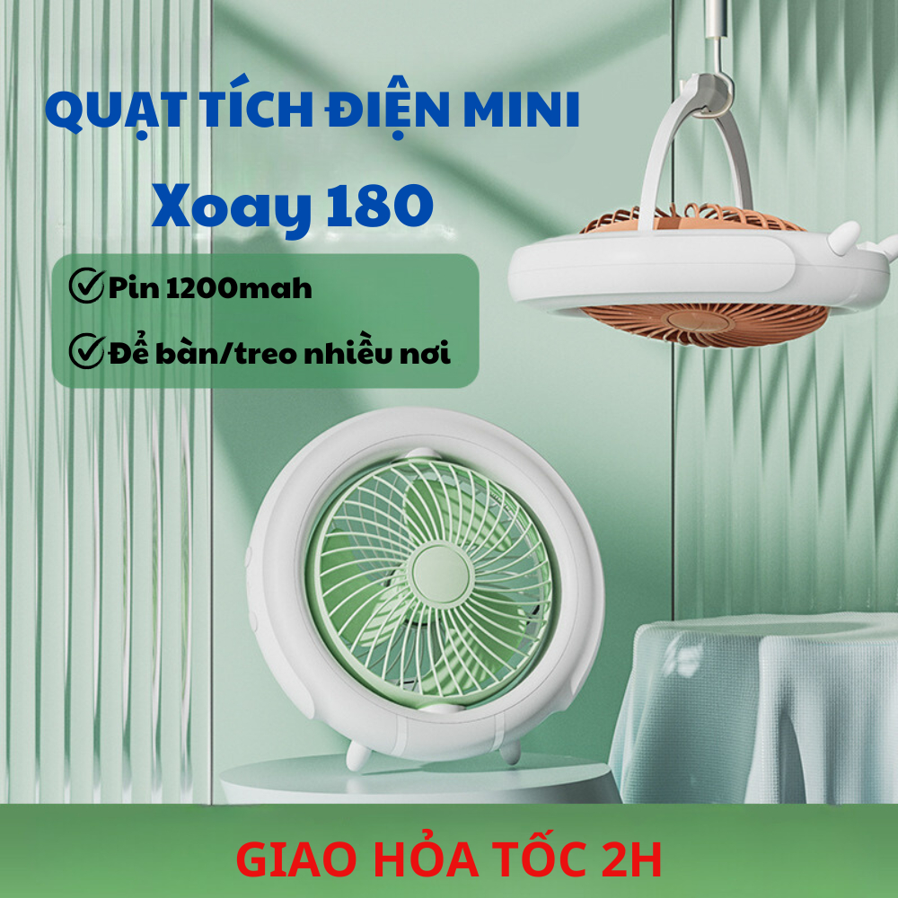Quạt tích điện mini KAW, thiết kế nhỏ gọn dễ dàng để bàn làm việc tiết kiệm không gian hoạt động không gây tiếng ồn