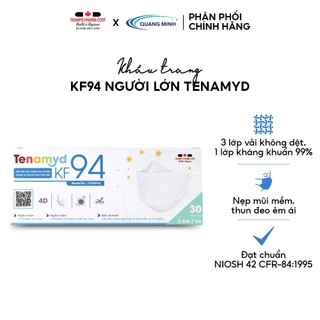  Khẩu trang KF94 Tenamyd cho người lớn 4 lớp vải không dệt giấy kháng khuẩn thoáng mát mềm mại 
