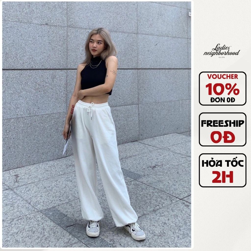 Quần sweatpants đen trắng basic Caroline Pants | Lnd