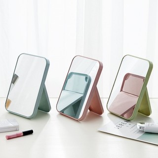 Gương để bàn trang điểm mini, Gương chữ nhật cầm tay gấp gọn tiện dụng, Gương để bàn dễ thương
