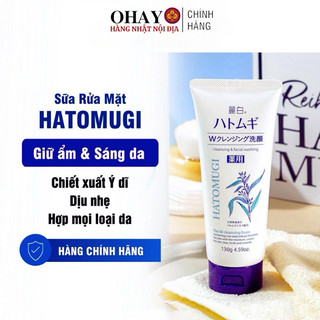 Sữa Rửa Mặt Hatomugi trắng 130g làm sạch sâu chuẩn Nhật nội địa - Ohayo Shop