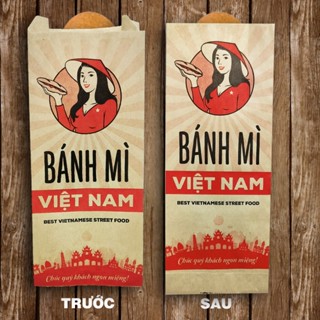 Túi/bao bánh mì Cô Gái VN [XẾP HÔNG] - giấy Kraft nâu - 1000 túi