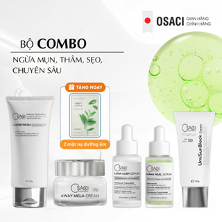  Combo dưỡng giảm mụn thâm sẹo rỗ giảm nhăn chống lão hóa dưỡng trắng căng bóng da chuyên sâu Osaci 