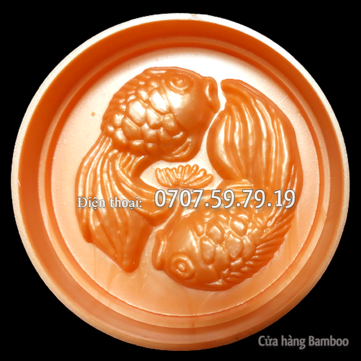 Khuôn 2 con cá chép hình tròn size 10 cm - Khuôn ép xôi, khuôn trung thu – Mã số P 1523