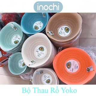 Set 3 bộ thau rổ cao cấp inochi 23cm-30cm-35cm