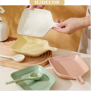 Thố sứ chảo nướng một tay cầm phong cách nhật bản - đĩa đựng salad trái cây H2decor