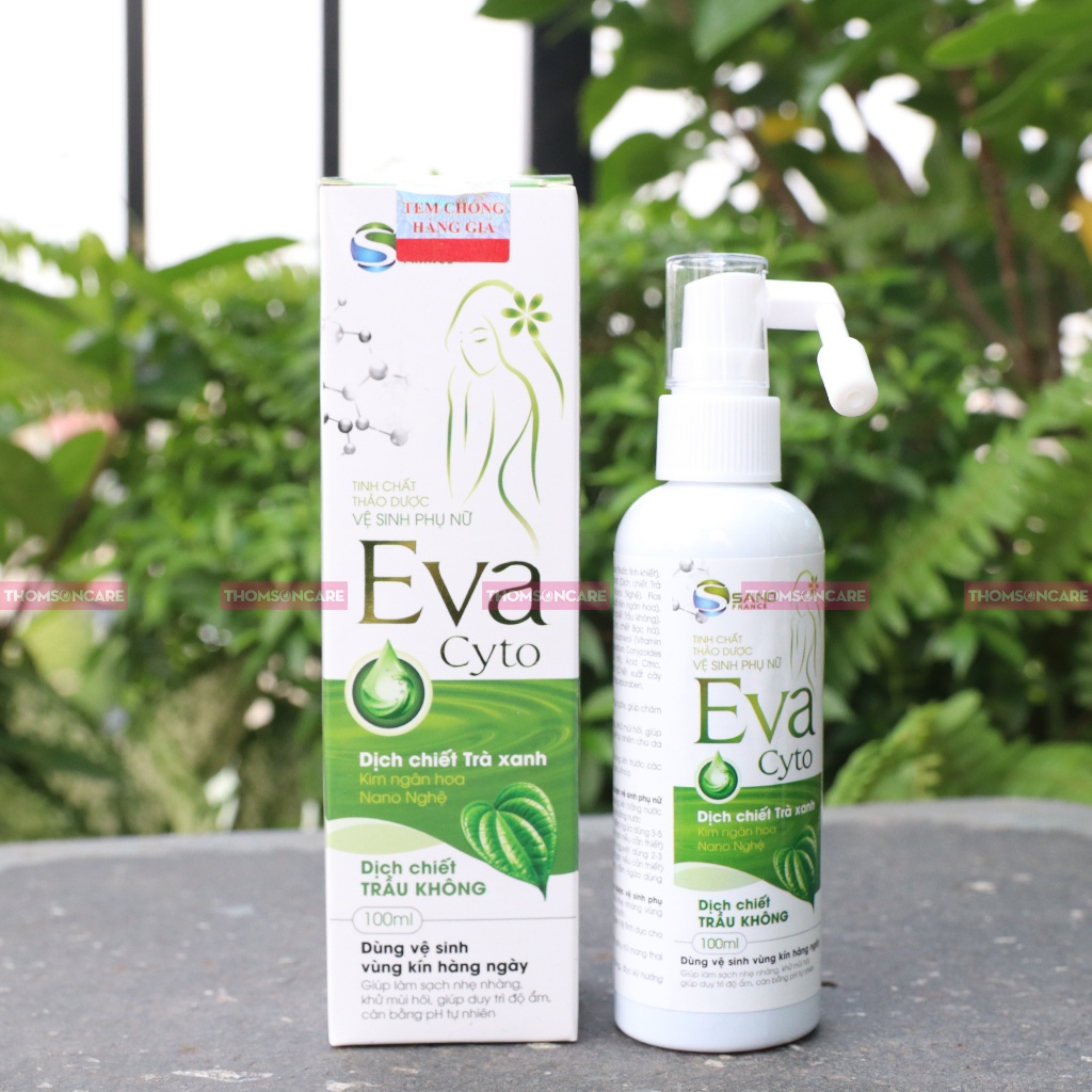 Dung dịch vệ sinh EvaCyto mẫu mới, chai 100ml dạng xịt có vòi tiện dụng - Dung dịch vệ sinh phụ nữ, nước rửa phụ khoa