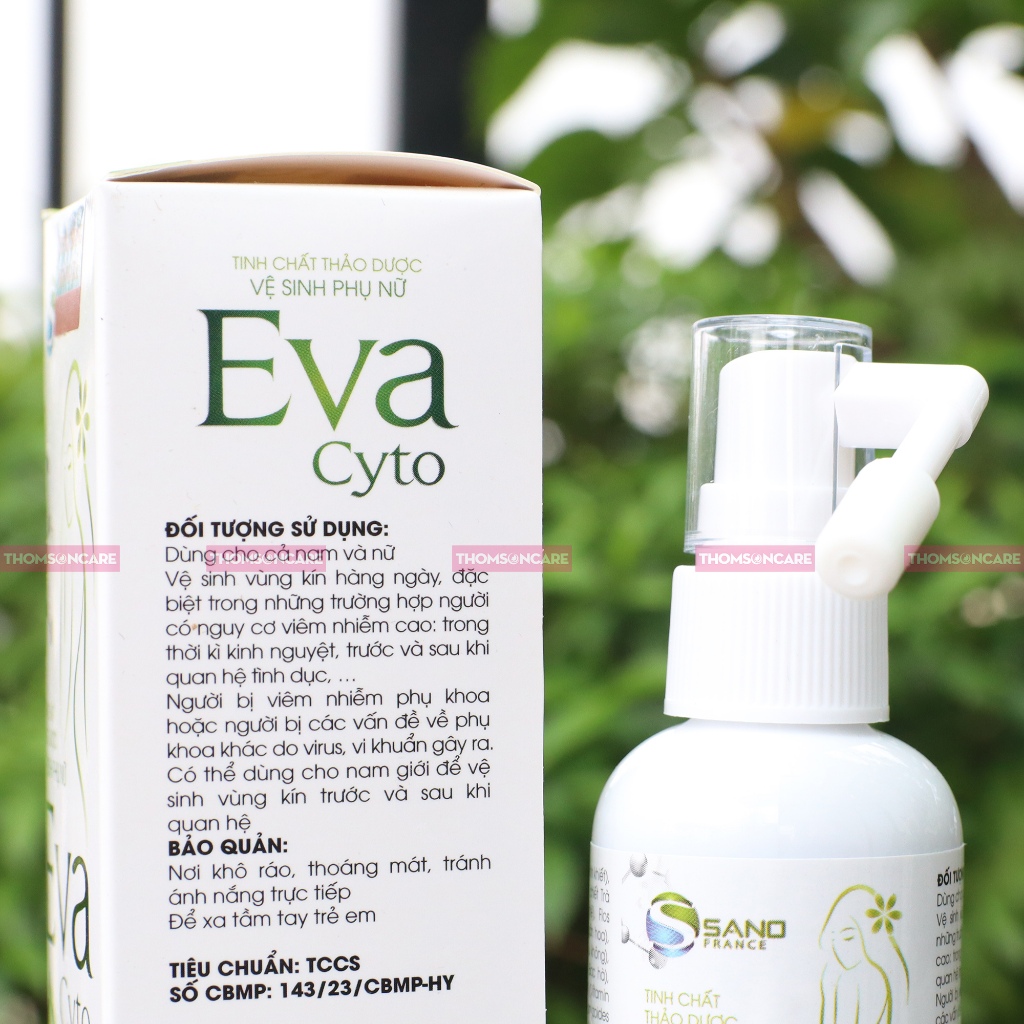 Dung dịch vệ sinh EvaCyto mẫu mới, chai 100ml dạng xịt có vòi tiện dụng - Dung dịch vệ sinh phụ nữ, nước rửa phụ khoa