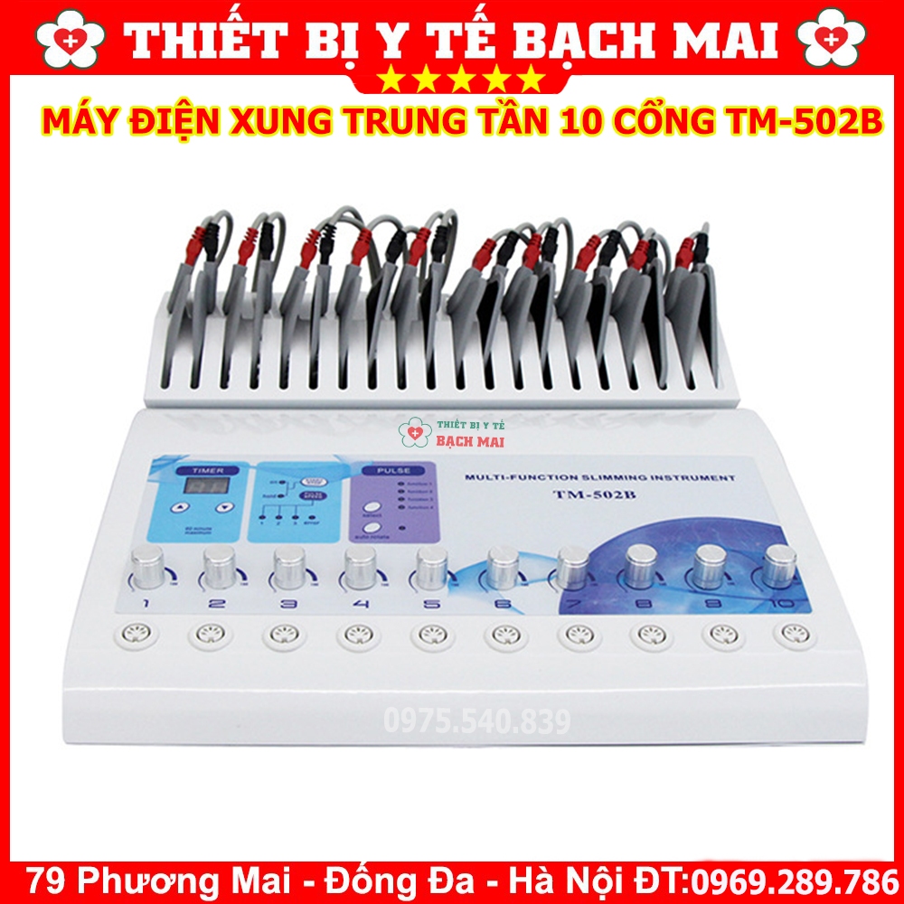 Máy Điện Xung Trung Tần 10 Cổng Kèm Nhiệt TM-502B - Độ bền cao - kiểu dáng hiện đại Mẫu Mới Nhất