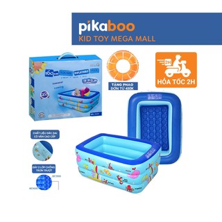 Bể bơi cho bé, Phao bơi trong nhà cao cấp Pikaboo 2-3 tầng đáy 2 lớp chống trượt
