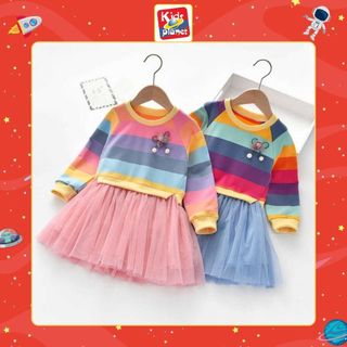 Váy thun phối ren lưới nhiều màu cho bé 12-30kg (N00624)