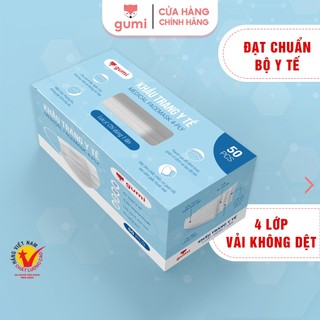Khẩu trang y tế Gumi 4 lớp màu xanh chứa than hoạt tính chống bụi phòng độc kháng khuẩn