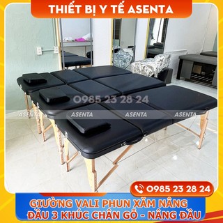 Giường vali phun xăm nâng đầu 3 khúc chân gỗ - NÂNG ĐẦU