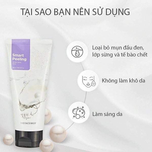 Tẩy Da Chết Ngọc Trai The Face Shop Hàn Quốc, Tuýp 120 ml Giúp Tẩy Sạch Lớp Da Chết, Làm Sáng Da, Thu Nhỏ Lỗ Chân Lông