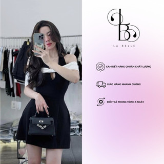 La Belle - Váy cổ yếm phối trễ vai trắng chất tuyết mưa siêu xinh cho các nàng diện