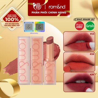 [NEW] [Muteral Nude] Son thỏi Siêu Lì Cao Cấp Hàn Quốc Romand New Zero Matte Lipstick 3g (02 gạch MLBB, 09 nude)
