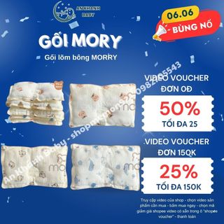 Gối bông lõm xô cao cấp MORRY, gối xô Muslin cho bé