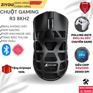 Chuột Máy Tính Bluetooth Không Dây Ziyou Attack Shark R3 Hợp Kim Magie 8K HZ PAW3395