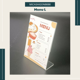 Bảng quét qr - menu mica - bảng menu để bàn - menu chữ l