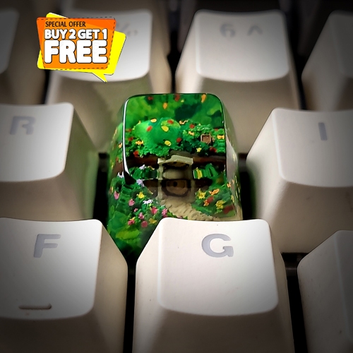 Hobbit house keycap, nút bàn phím nhà hobbit, nhà hobbit decor, nút bàn phím cơ