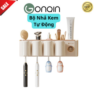 Bộ Nhả Kem Đánh Răng Tự Động  LOGKENT - Giá Để Bàn Chải Đánh Răng Có Kèm Cốc Và Bộ Nhả Kem