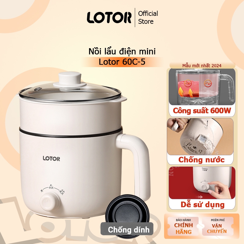 Nồi Lẩu Điện Lotor Mini Có Kèm Nắp Hấp Cao Cấp Cho Gia Đình [Bảo Hành 12 Tháng]