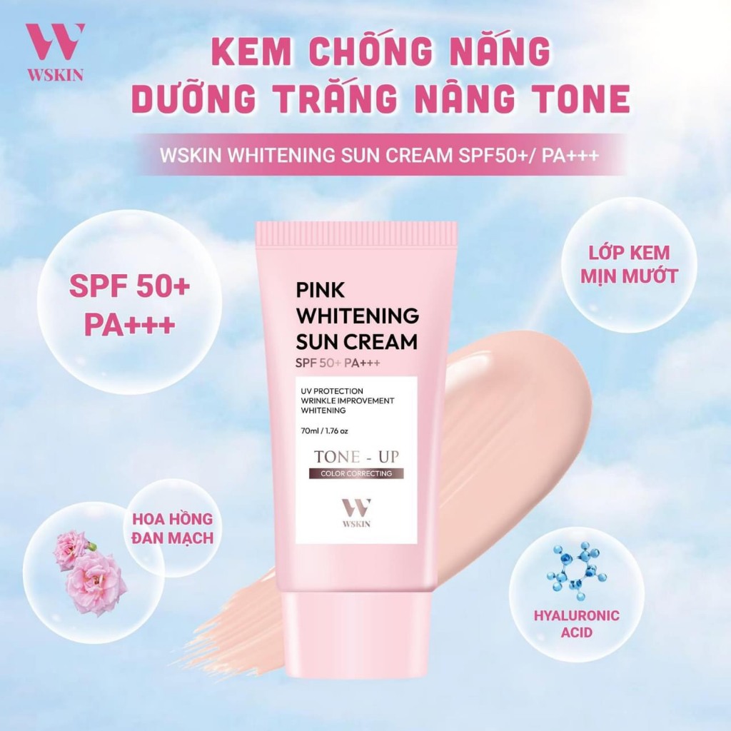 Kem chống nắng dưỡng trắng da nâng tone wskin 70ml Hàn Quốc