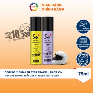Combo Xịt khử mùi mũ bảo hiểm Su Track + Race On, Úc, Diệt khuẩn chỉ trong 10 giây, lưu hương 24h