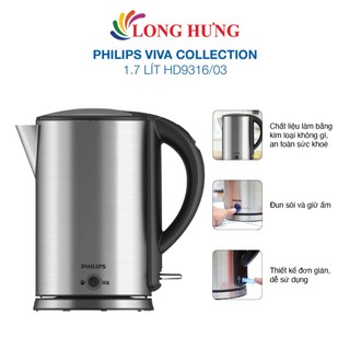 Bình đun siêu tốc philips 1.7 lít hd9316/03 - hàng chính hãng