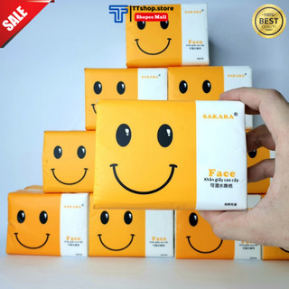 Giấy Ăn Mặt Cười Sakara , Giấy Ăn Mặt Cười 4 Lớp Mềm Dai Không Bui Giấy An Toàn Cho Sức Khoẻ Thùng 30 Gói (LOGKENT )