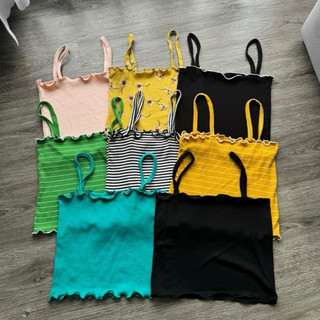 Áo croptop nữ HHVINTAGE kiểu hai dây cuốn biên thun co giãn Top A114
