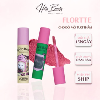 Son Kem FLORTTE Super Beauty Nhung Bùn Không Dính Cốc.Son FLORTTE Mỏng Mịn Không Khô Môi Holly Beauty