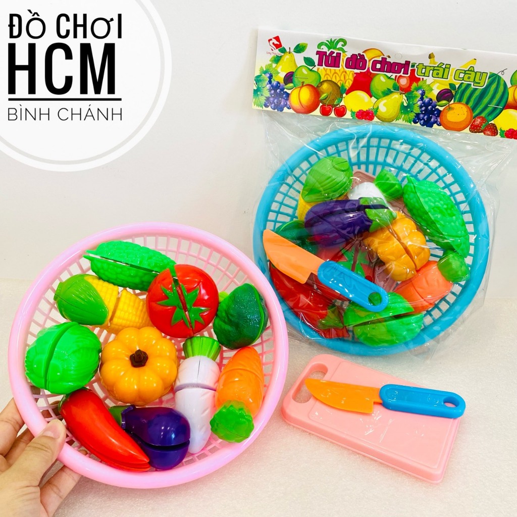 [HÀNG VN] Đồ chơi rổ cắt trái cây có miếng dán cho bé thích chơi nấu ăn, nhà bếp, hoa quả, trái cây, đồ chơi nhập vai