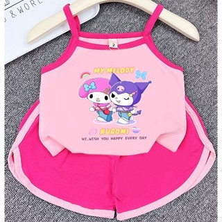 Đồ bộ bé gái SAM kids hai dây quần tim MY Melody có size đại mặc mùa hè 8-40kg