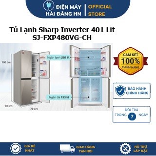 Tủ lạnh sharp inverter 401 lít sj-fxp480vg-ch