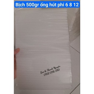 Bịch 500gr ống hút thẳng trong nhọn/ bằng hút cafe, sinh tố, trà sữa phi 6 /8 / 12mm