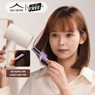 Lô uốn tóc tích hợp lược chải tóc 2in1 kẹp phồng chân tóc tay cầm có thể thu gọn - sky home