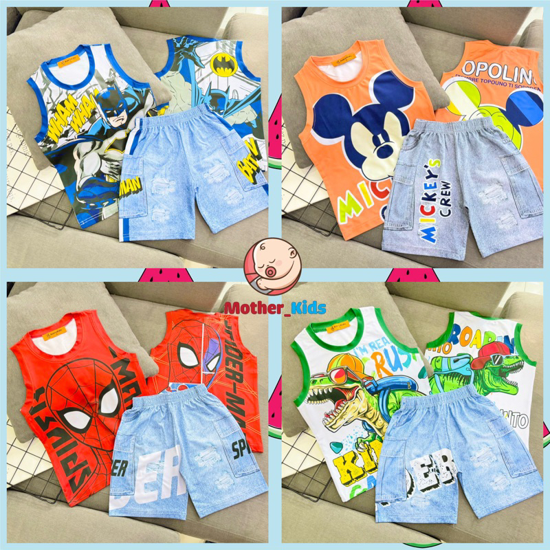 Đồ bộ bé trai, ba lỗ bé trai ANN'S KIDS thun lạnh in 3D LOẠI 1 (MSP TN 436) 11-24KG