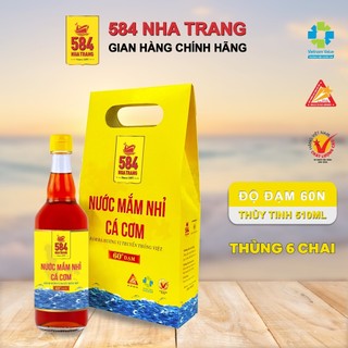 Thùng Nước mắm nhỉ 584 Nha Trang 60 độ đạm 510ml chai thủy tinh - Date luôn mới