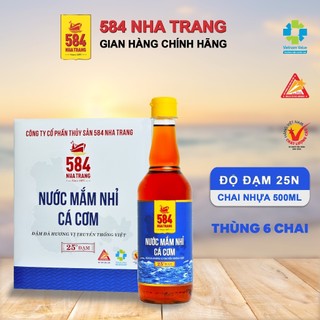 Thùng 6 chai Nước mắm 584 Nha Trang 25 ĐỘ đạm, Chai PET 500ml, Date mới nhất