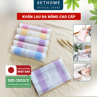 Khăn lau đa năng cao cấp SETHOME vải sợi bông tự nhiên lau bát đĩa dùng trong nhà bếp lau miệng tay