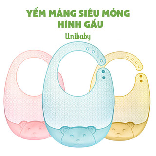 Yếm máng silicon hình gấu siêu mỏng và mềm mại cho bé, không gây vướng cổ cảm giác thoải mái Unibaby