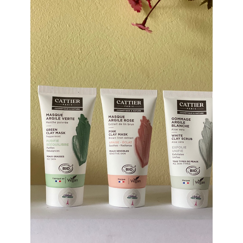 Mặt nạ đất sét hữu cơ thuần chay Cattier Paris Masque Argile