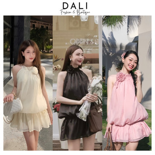 Set Dự Tiệc 2 Món Gồm Yếm Tơ Xốp Cổ Đính Hoa Thiết Kế Nhún Hông Kèm Quần Trong Dáng Tiểu Thư