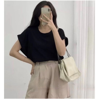 Áo thun basic tay hến gấp lai phom vừa