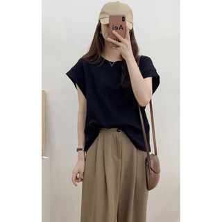Áo thun basic tay hến gấp lai phom vừa