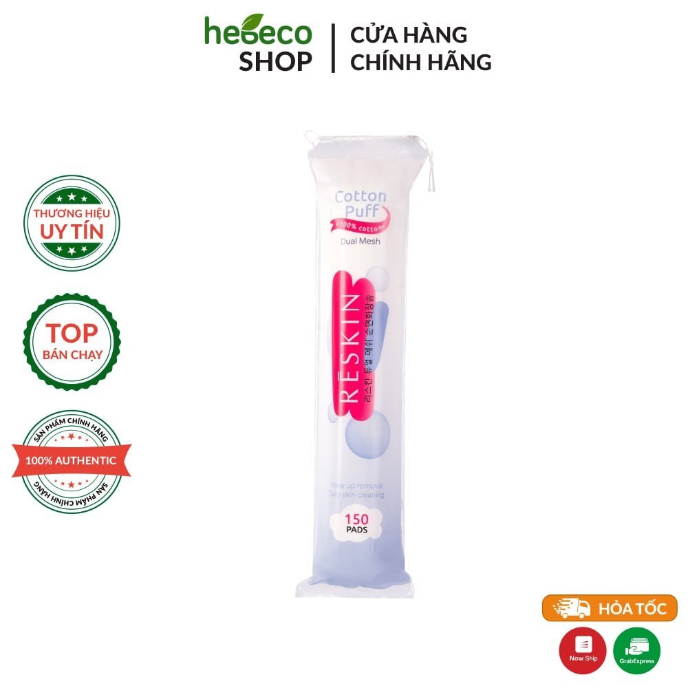 Bông tẩy trang 5 lớp đa năng 2 in 1 100% cotton thiên nhiên Reskin Cotton Puff Dual Mesh 150 miếng | BigBuy360 - bigbuy360.vn