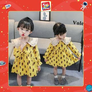 Váy xoè đũi màu vàng dài tay cho bé gái (N00751)