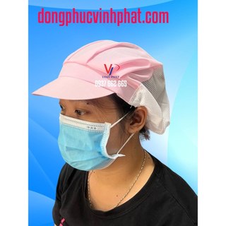 Nón Lưới Trùm Tóc Công Nhân- Mũ Trùm Đầu Bảo Hộ Sản Xuất Màu Hồng-HÌnh Thật