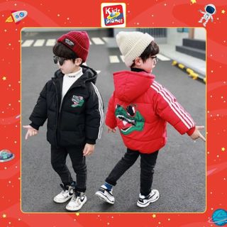 Áo khoác phao nhiều màu hoạ tiết khủng long cho bé trai (Cao 90-140cm, nặng 10-30kg) N00972